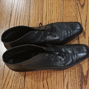 Black leather lace up shoes